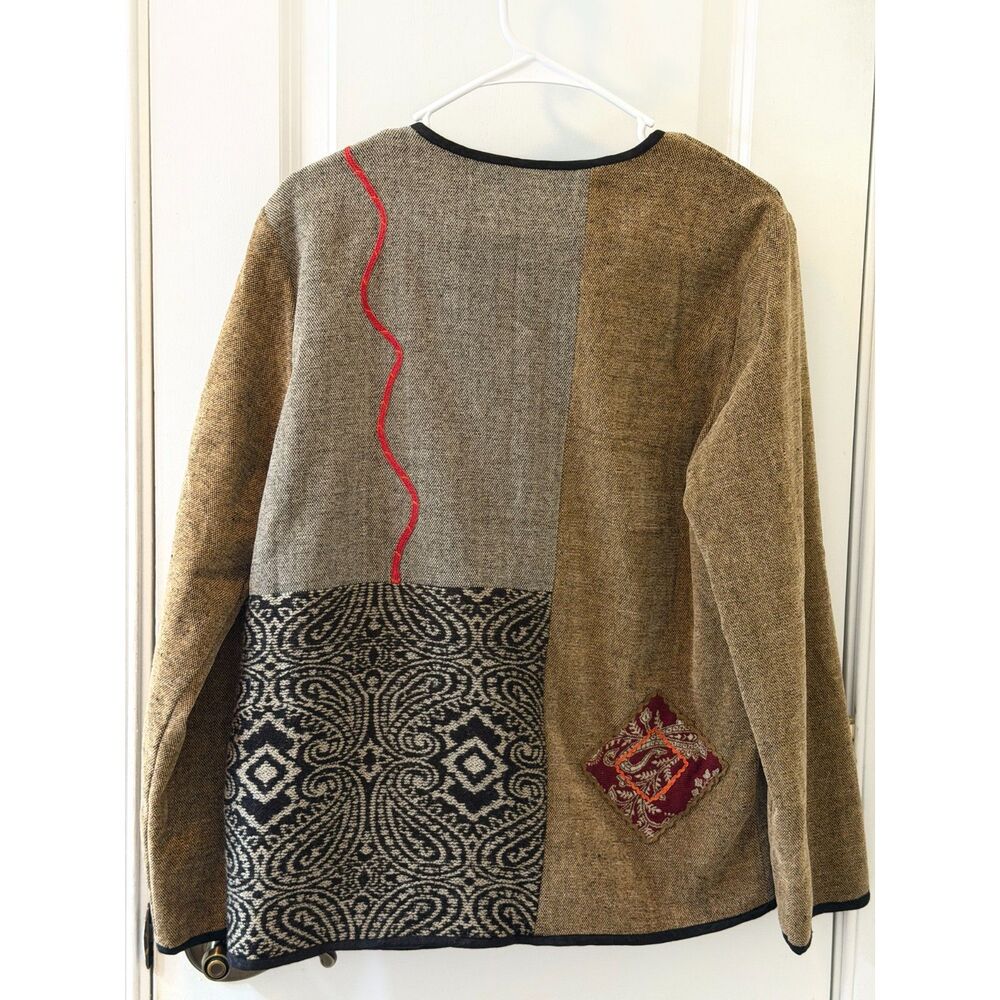 Sag Harbor Boho Patchwork Woven Jacket Size 8 - image 3